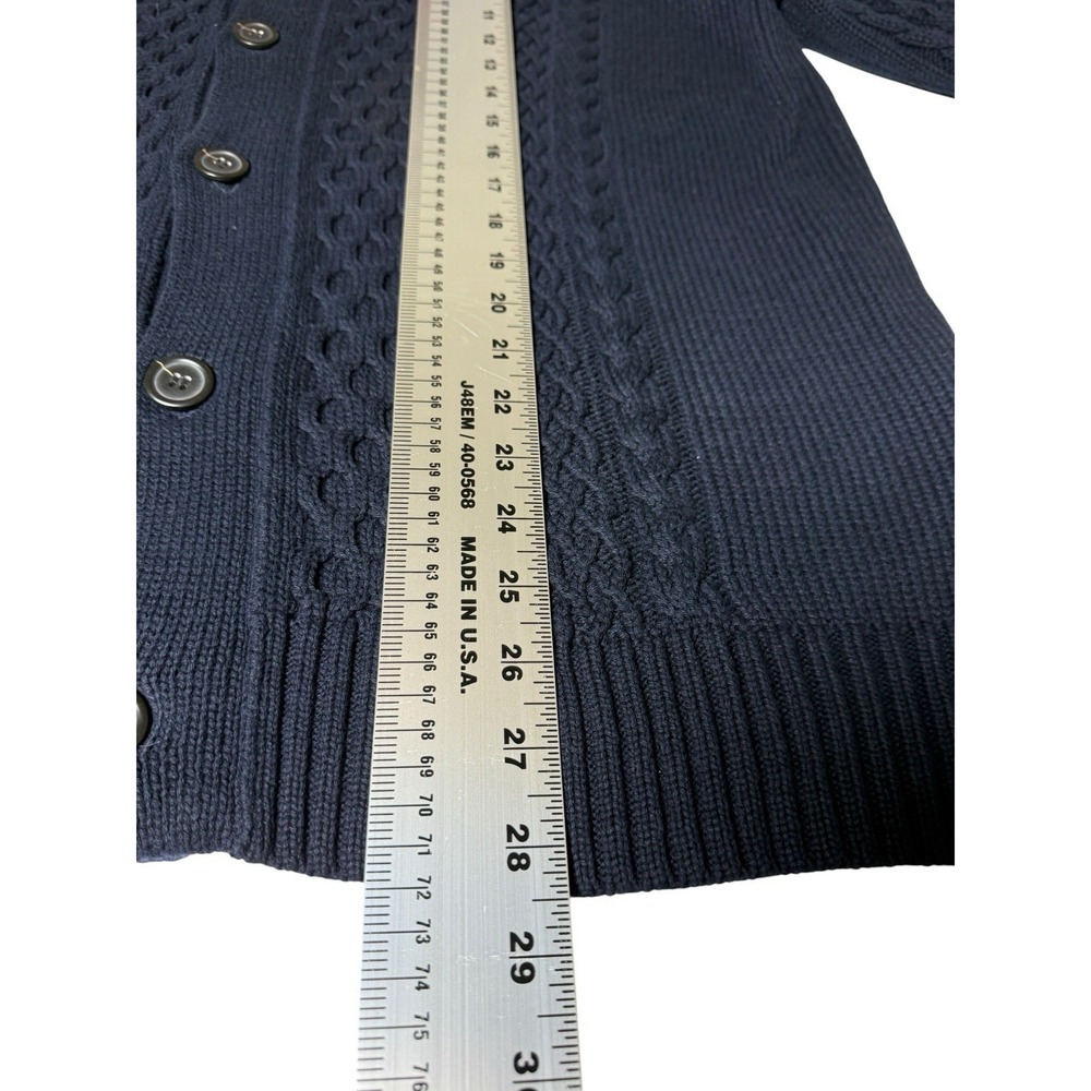 J Crew shawl collar Cardigan XL Navy cable knit button up Grandpa Core coastal - Picture 7 of 11